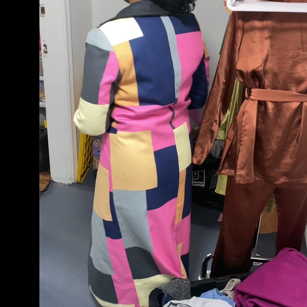Colorful Patchwork Long Coat - Picture 4 of 5